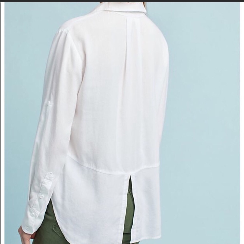 Anthropologie | Cloth & Stone White Split Back Top - Picture 8 of 8